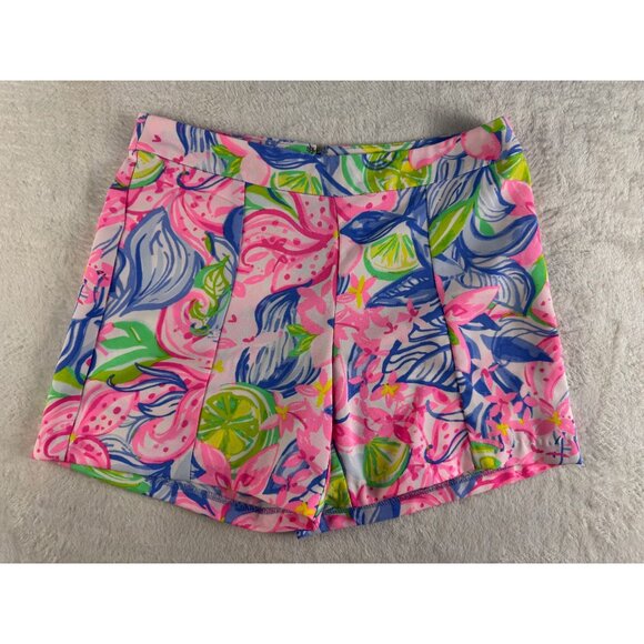 Lilly Pulitzer Ariana Print Shorts Size 2 Multi Havana Cocktail Zip Up - Picture 1 of 8